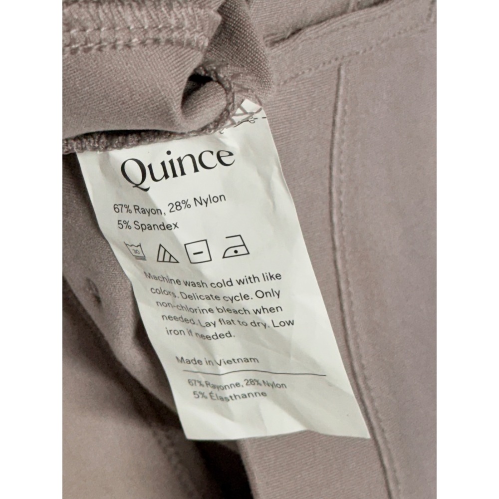 Quince Ultra-Stretch Ponte Straight Leg Pants Taupe Brown Small High Rise Office - Picture 4 of 6